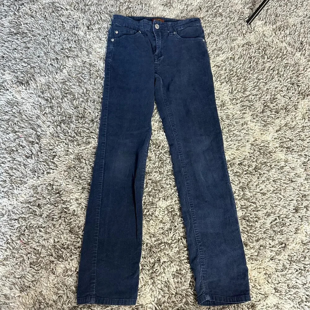 7 For all Mankind Navy Blue Skinny Cords Corduroy Pants Boys 12.